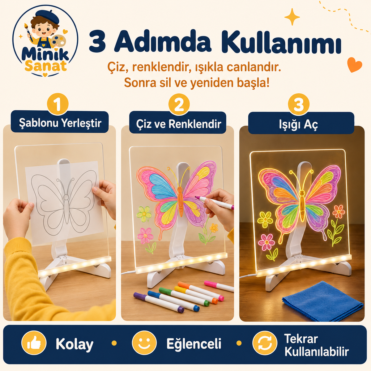 Minik Sanat Işıklı Çizim Panosu