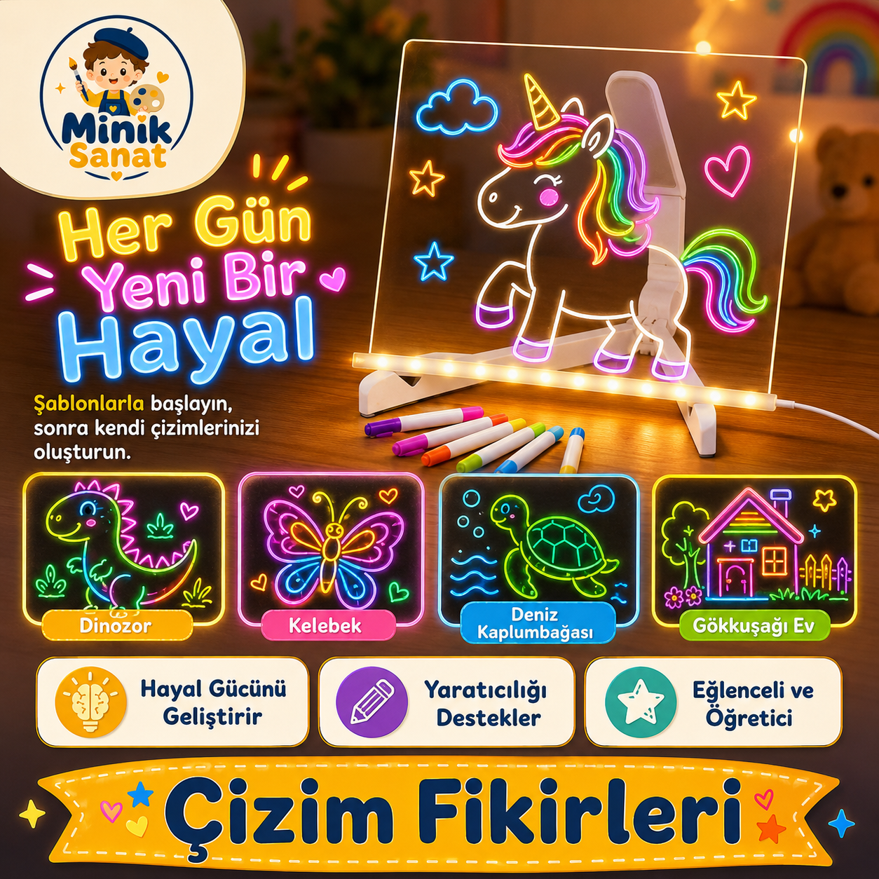 Minik Sanat Işıklı Çizim Panosu